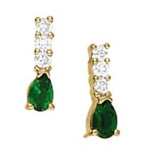 Pear Emerald and Diamond earrings