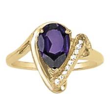 Pear Amethyst and Diamond ring