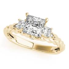Three stone princess cut diamond engagement ring